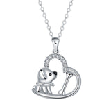 Collier en argent avec pendentif en forme de cœur 'Compagnon fidèle'