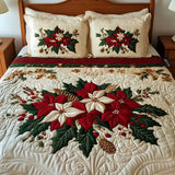 Ensemble de lit matelassé de 3 pièces - Charme des Poinsettias