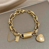 Bracelet épais avec cœurs | Or
