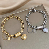 Bracelet épais avec cœurs | Or