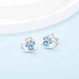Boucles d'oreilles avec empreintes de pattes et cœur – Bijoux pour les amoureux des animaux