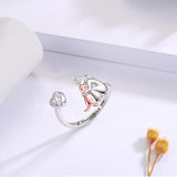 Bague pour chien en argent sterling et zirconium blanc – Bague ajustable