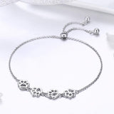 Bracelet ajustable en argent sterling avec empreinte de patte de chien