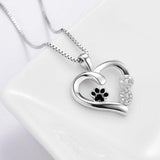 Collier avec empreinte de patte et cœur avec pendentif infini