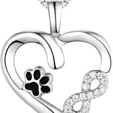 Collier avec empreinte de patte et cœur avec pendentif infini