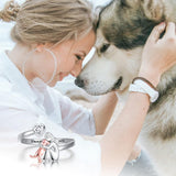 Bague pour chien en argent sterling et zirconium blanc – Bague ajustable