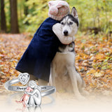 Bague pour chien en argent sterling et zirconium blanc – Bague ajustable