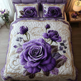 Jeu de lit matelassé de 3 pièces - Rose Violette
