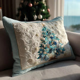 Housse de Coussin Matelassée - Brillance Festive Aquatique