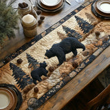 Chemin de table matelassé - Famille d'Ours Noirs
