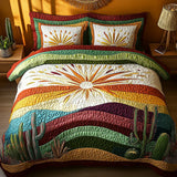 Jeu de lit matelassé de 3 pièces - Coucher de soleil sur les Cactus