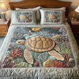 Ensemble de literie matelassé de 3 pièces - Tortues Marines