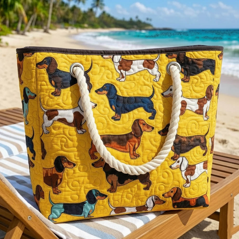 Sac de plage fait main | Motif teckel