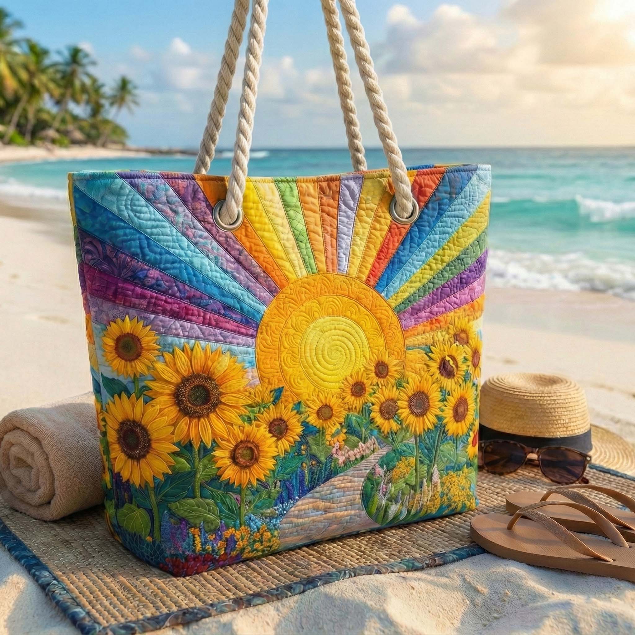 Sac de Plage Artisanale | Rayons de Soleil Arc-en-Ciel