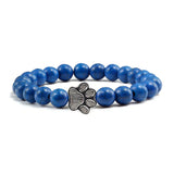 Bracelet en pierre naturelle avec pendentif de patte d'animal – Bracelet élastique à perles pour hommes et femmes