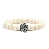 Bracelet en pierre naturelle avec pendentif de patte d'animal – Bracelet élastique à perles pour hommes et femmes
