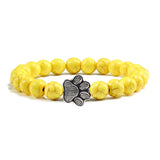 Bracelet en pierre naturelle avec pendentif de patte d'animal – Bracelet élastique à perles pour hommes et femmes