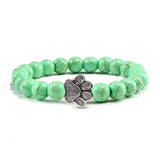 Bracelet en pierre naturelle avec pendentif de patte d'animal – Bracelet élastique à perles pour hommes et femmes