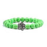 Bracelet en pierre naturelle avec pendentif de patte d'animal – Bracelet élastique à perles pour hommes et femmes