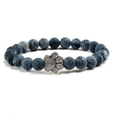 Bracelet en pierre naturelle avec pendentif de patte d'animal – Bracelet élastique à perles pour hommes et femmes