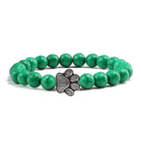Bracelet en pierre naturelle avec pendentif de patte d'animal – Bracelet élastique à perles pour hommes et femmes