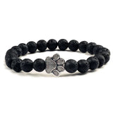 Bracelet en pierre naturelle avec pendentif de patte d'animal – Bracelet élastique à perles pour hommes et femmes