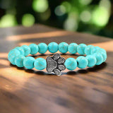 Bracelet en pierre naturelle avec pendentif de patte d'animal – Bracelet élastique à perles pour hommes et femmes