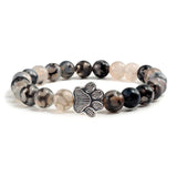 Bracelet en pierre naturelle avec pendentif de patte d'animal – Bracelet élastique à perles pour hommes et femmes