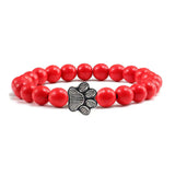 Bracelet en pierre naturelle avec pendentif de patte d'animal – Bracelet élastique à perles pour hommes et femmes