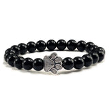 Bracelet en pierre naturelle avec pendentif de patte d'animal – Bracelet élastique à perles pour hommes et femmes