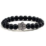 Bracelet en pierre naturelle avec pendentif de patte d'animal – Bracelet élastique à perles pour hommes et femmes