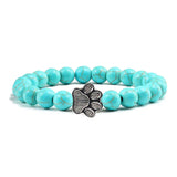 Bracelet en pierre naturelle avec pendentif de patte d'animal – Bracelet élastique à perles pour hommes et femmes