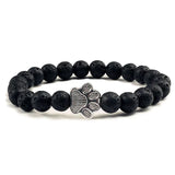 Bracelet en pierre naturelle avec pendentif de patte d'animal – Bracelet élastique à perles pour hommes et femmes