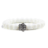 Bracelet en pierre naturelle avec pendentif de patte d'animal – Bracelet élastique à perles pour hommes et femmes