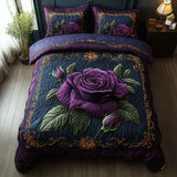 Jeu de lit matelassé de 3 pièces - Rose Violette