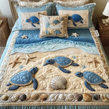 Ensemble de lit matelassé 3 pièces - Vagues de l'Océan