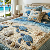 Ensemble de lit matelassé 3 pièces - Vagues de l'Océan