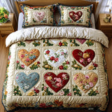 Jeu de lit matelassé de 3 pièces - Cœurs Amants