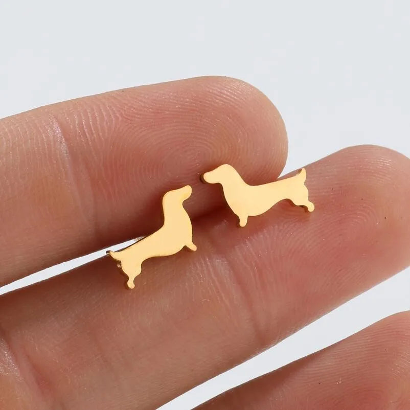 Boucles d'oreilles teckel – Boucles minimalistes en métal