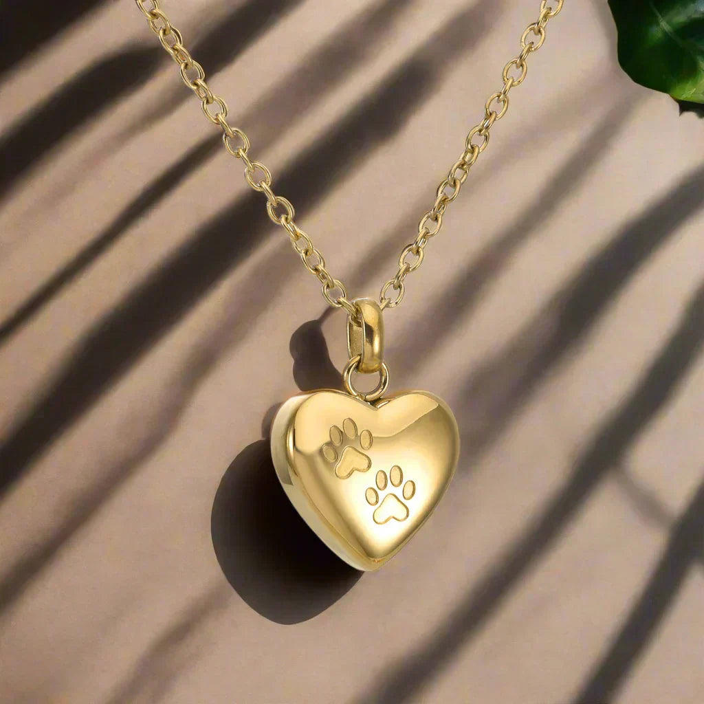 Pendentif avec Mémorial de Griffes et Cœur – Pendentif d'Urne en Acier Inoxydable