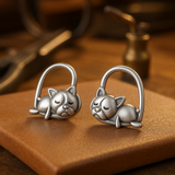 Boucles d'oreilles de chiot endormi en argent sterling