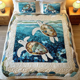 Ensemble de literie matelassé de 3 pièces - Tortues Marines