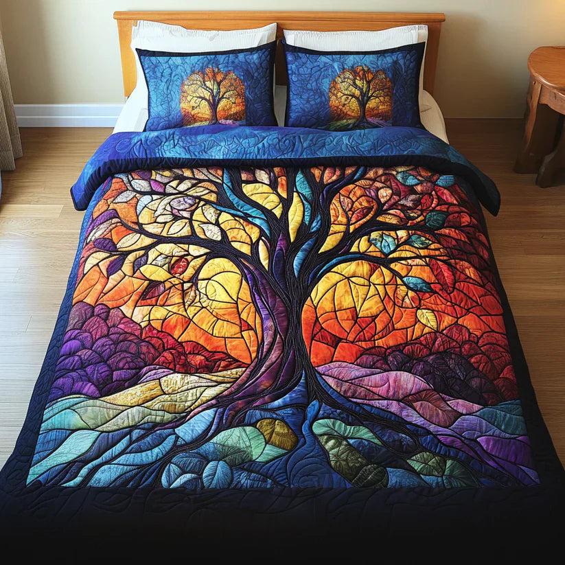 Ensemble de lit matelassé de 3 pièces - Arbre de la Vie