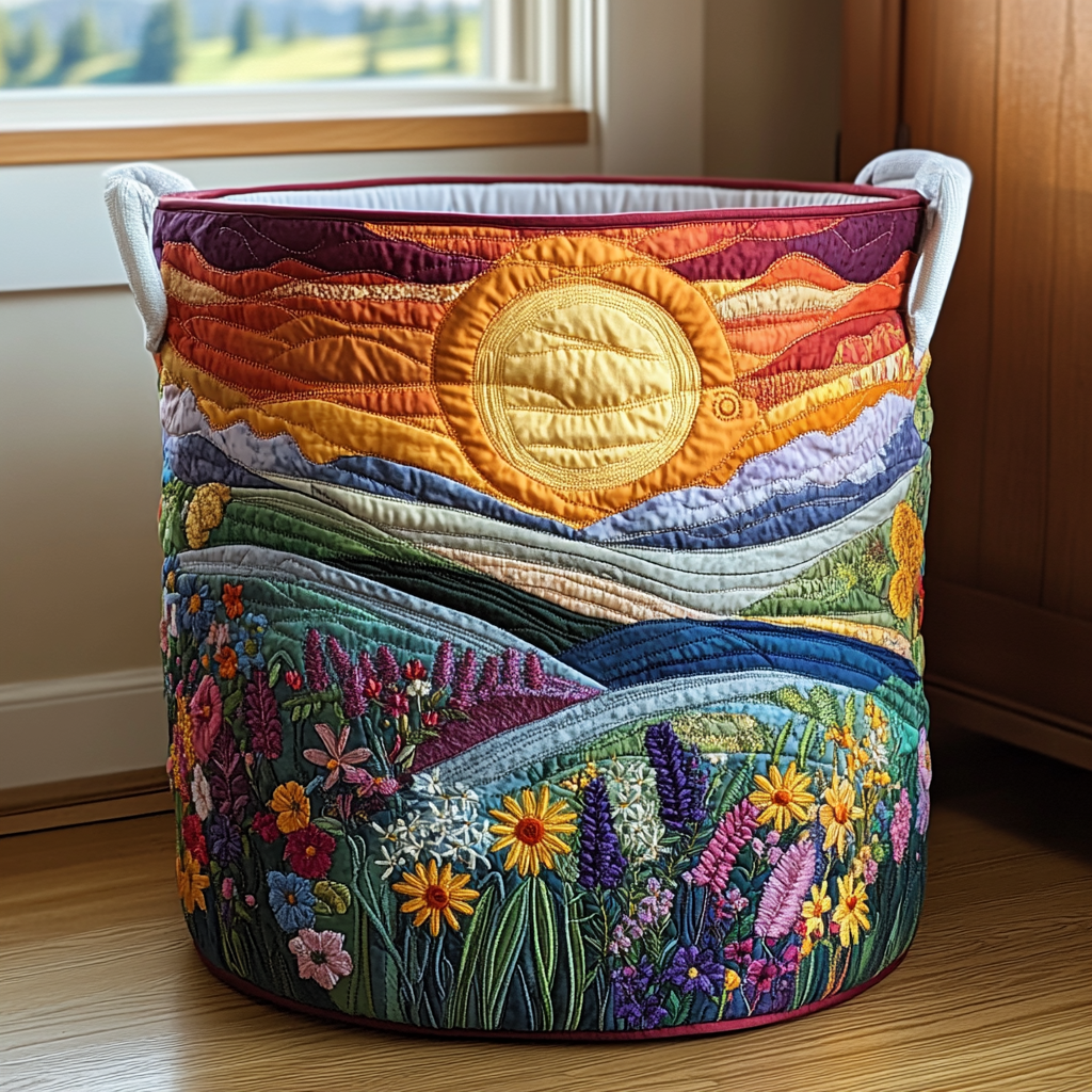 Prairie Brillante | Panier à Linge Fait Main