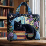 Sac artisanal “Chat noir sur des livres”