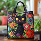 Matelassé Sac à Main 'Chat Noir Enchanté'