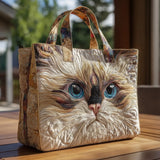 Sac à main artisanal “Chat Blanc aux Yeux Bleus”