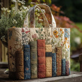 Artisanal Quilted Handbag 'Books and Flowers'
